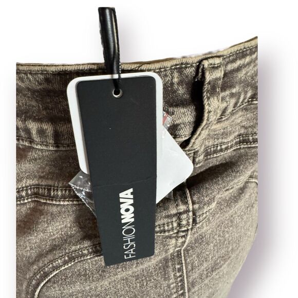 Fashion Nova Acting Up Denim Skirt Set Black/Grey‎ Size Small New - Picture 5 of 10